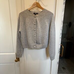 Aqua Light Gray Women's Cashmere Cardigan